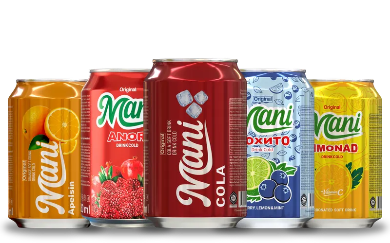 MANI Cola, Orange, Lemon Lime, Pomegranate, Limonad, Mojito